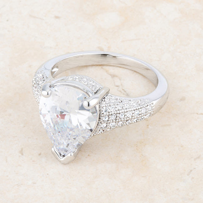 Rhyne 5.8ct CZ Rhodium Pear Cocktail Ring-3
