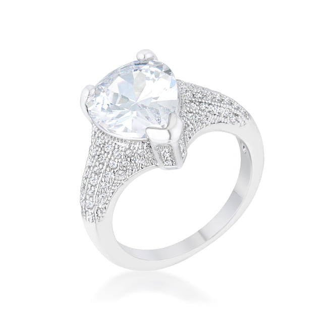 Rhyne 5.8ct CZ Rhodium Pear Cocktail Ring-4