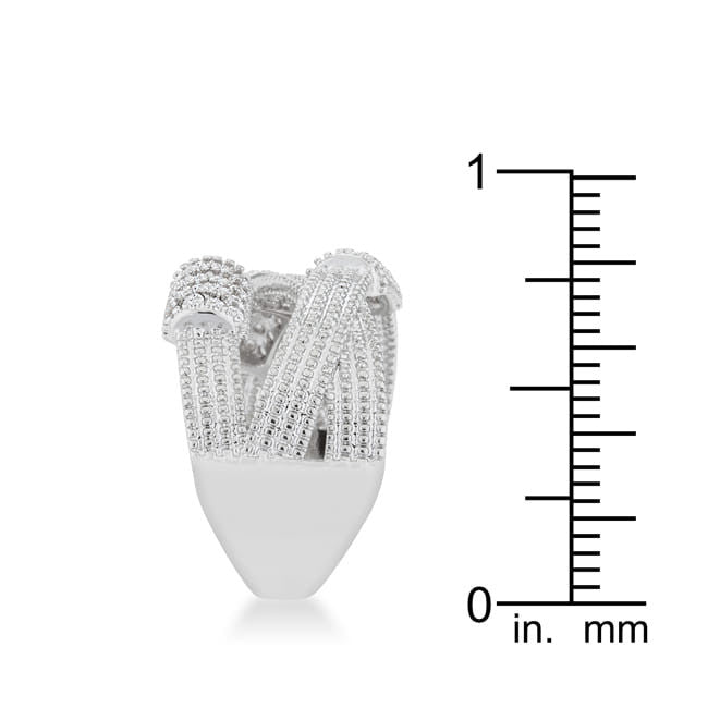 Peyton 0.36ct CZ Rhodium Wide Cable Statement Ring-3