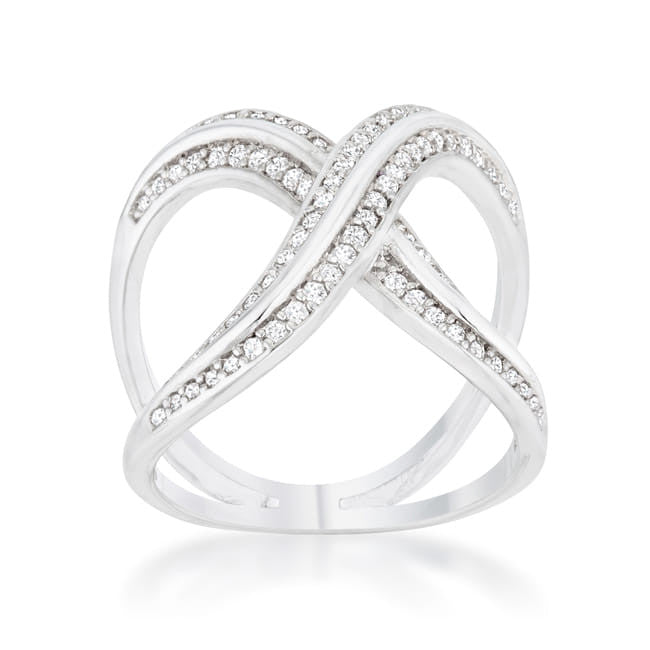 Christa 0.4ct CZ Rhodium Pave X Ring-0