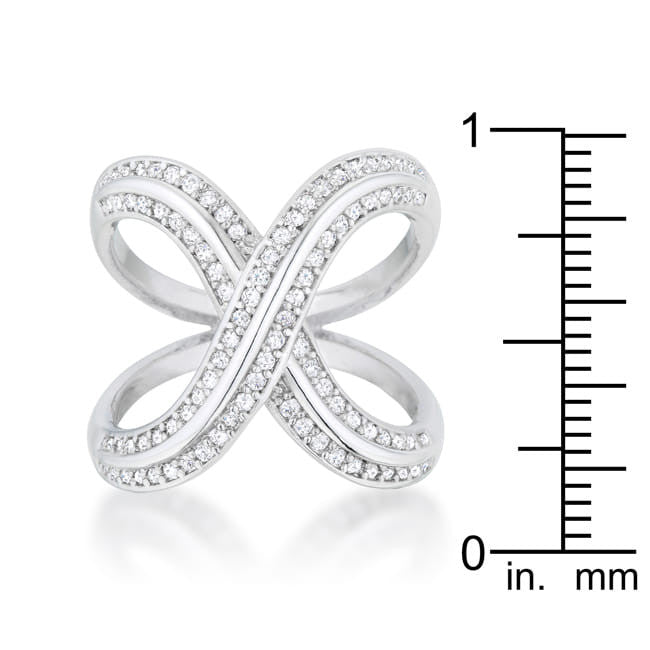 Christa 0.4ct CZ Rhodium Pave X Ring-1