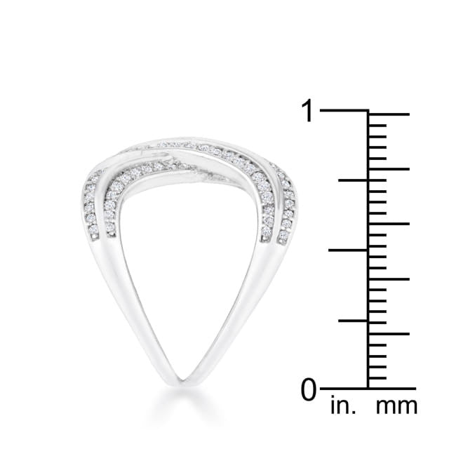 Christa 0.4ct CZ Rhodium Pave X Ring-2