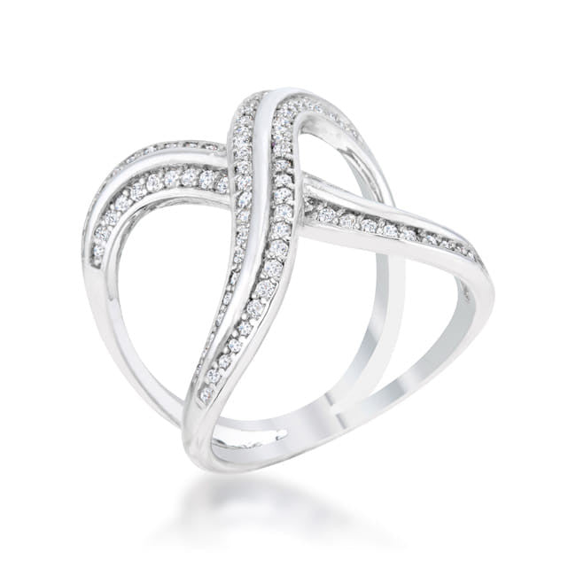 Christa 0.4ct CZ Rhodium Pave X Ring-4
