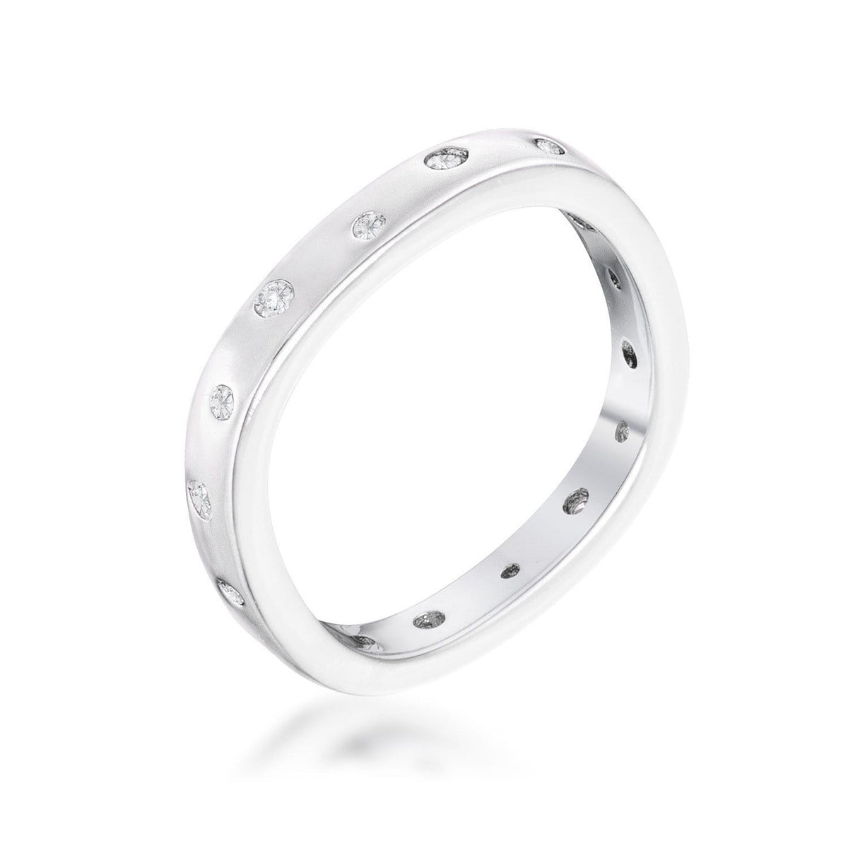 .23Ct Rhodium Plated Cz Speckled Square Shaped Stackable Band-1