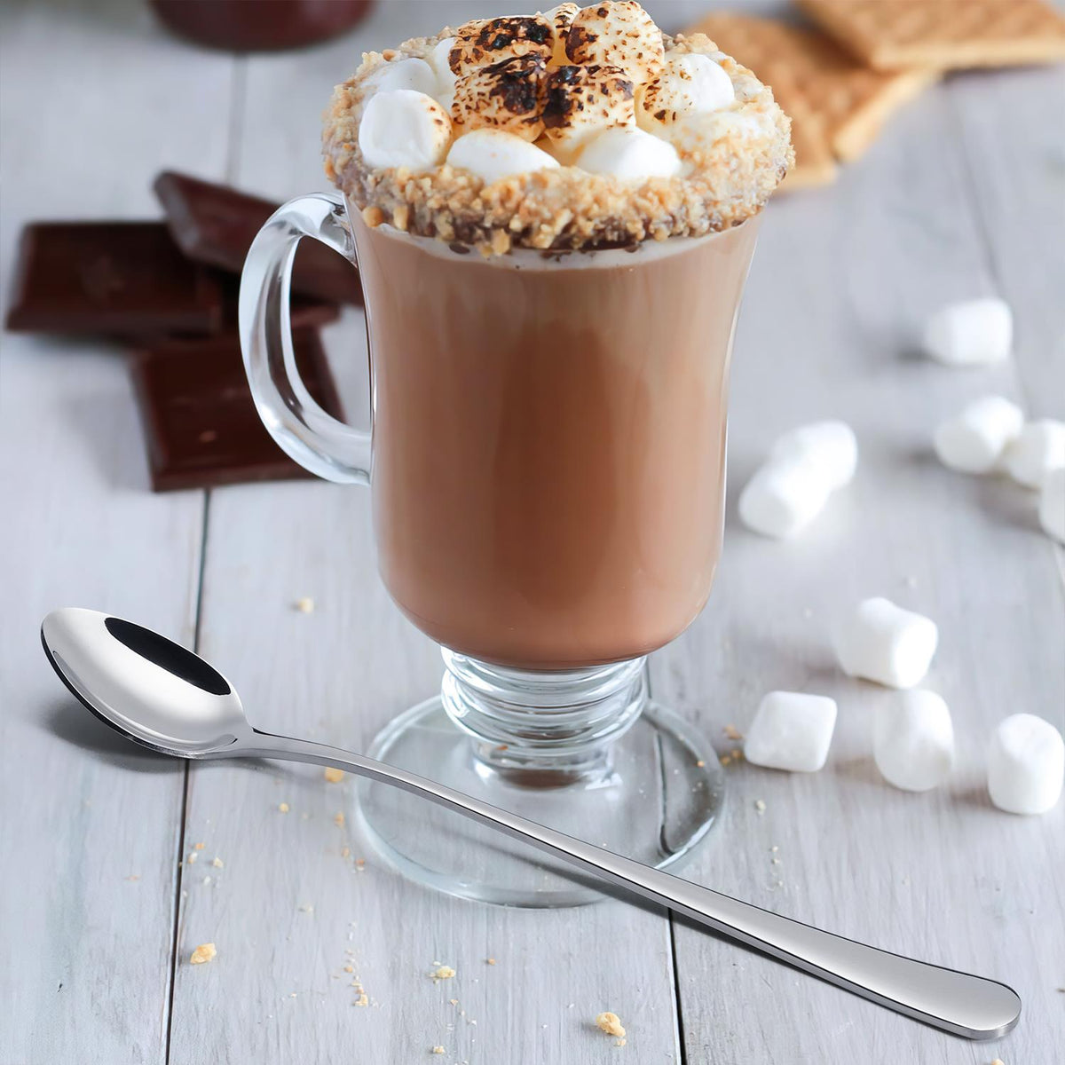 8pcs SS Long Handle Latte Spoons
