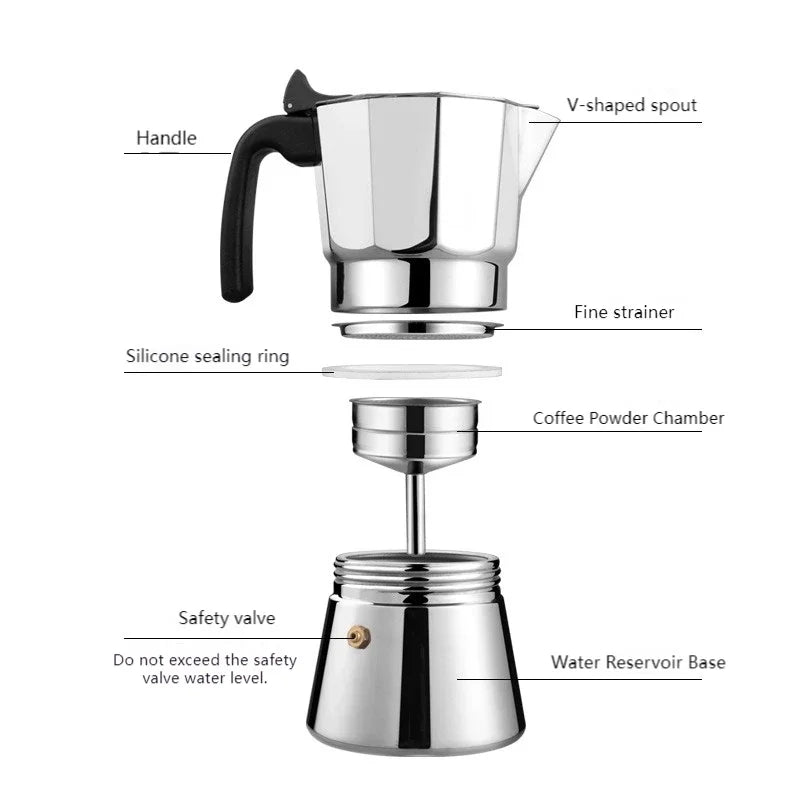 Stainless Steel Octagonal Moka Pot-4