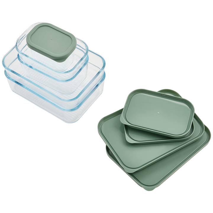 Container Culture 6-Piece Airtight Glass Food Storage Set with Lids, 25.35oz & 40.57oz Mixed Sizes - Soft Sage-4