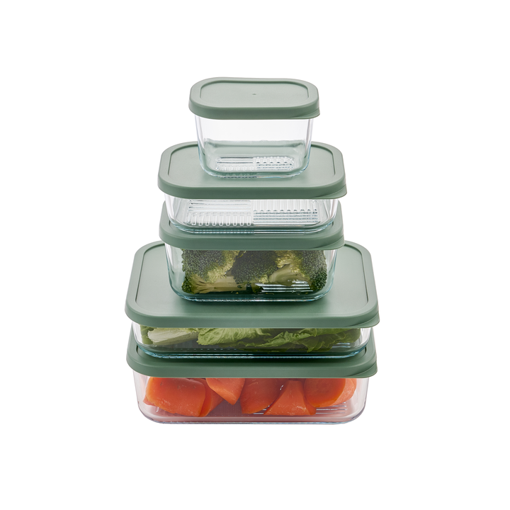 Container Culture 6-Piece Airtight Glass Food Storage Set with Lids, 25.35oz & 40.57oz Mixed Sizes - Soft Sage-3