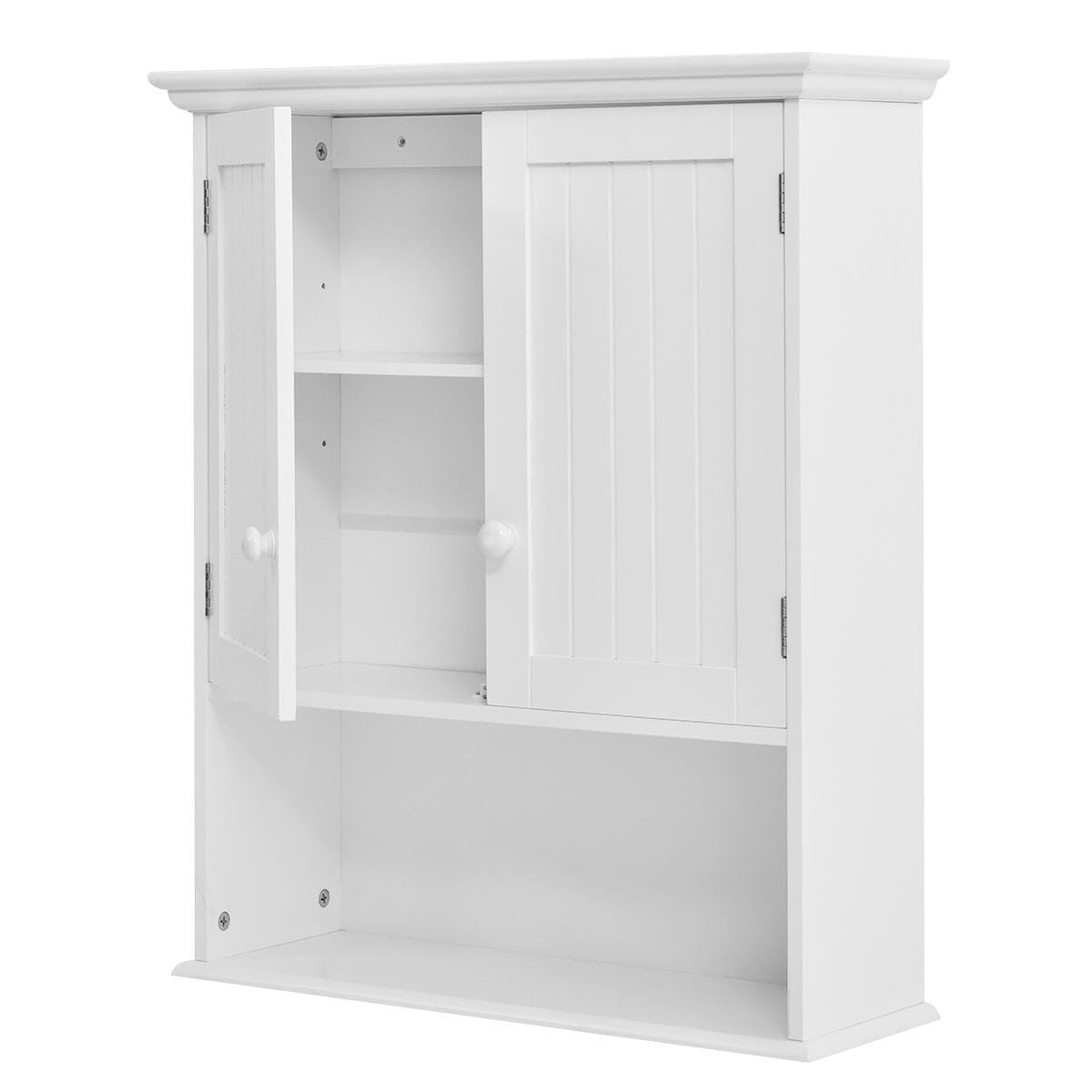 White Wall Mount Bathroom Cabinet with Storage Shelf-0