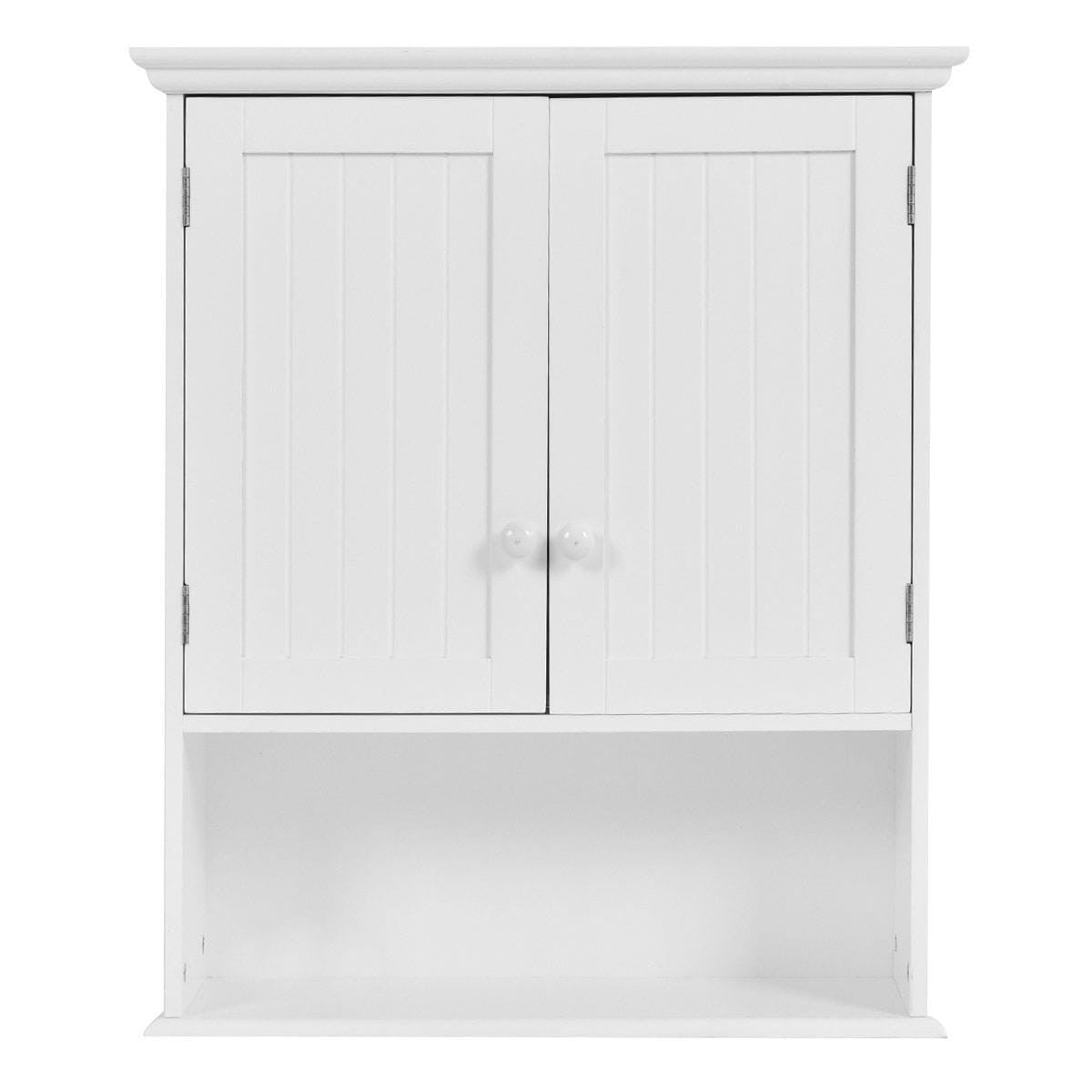 White Wall Mount Bathroom Cabinet with Storage Shelf-1