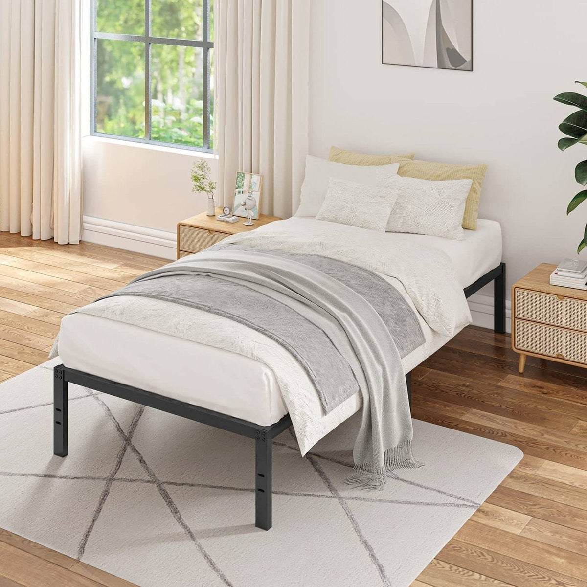 Twin XL 16-inch Heavy Duty Metal Bed Frame with 3,000 lbs Weight Capacity-1