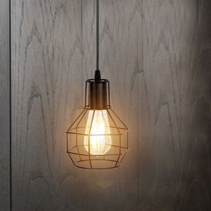 Metal Industrial Wire Cage Pendant Light ~5787