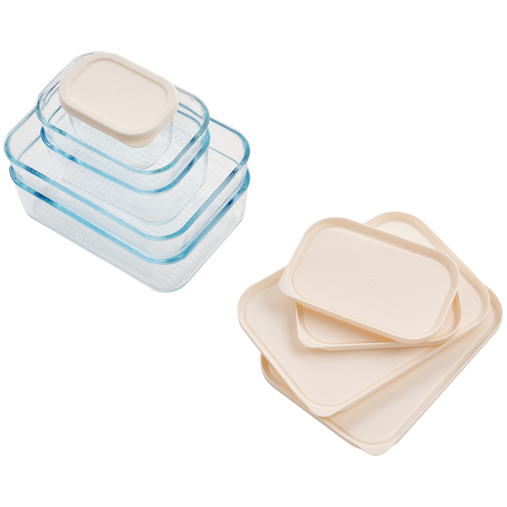 Container Culture 4-Piece Airtight Glass Food Storage Set with Lids, 40.57oz & 57.5oz Mixed Sizes - Vanilla Mist
