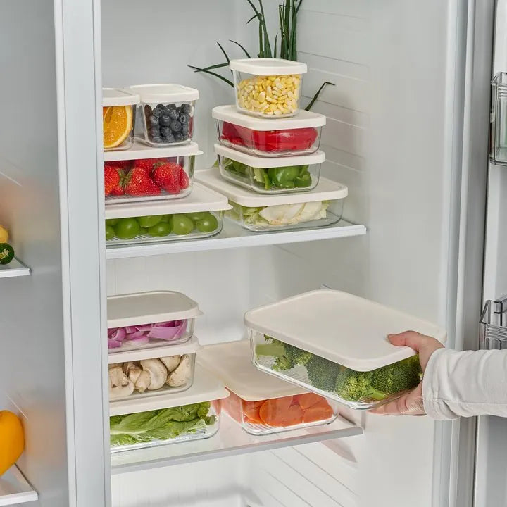 Container Culture 8-Piece Airtight Glass Food Storage Set with Lids, 40.57oz & 57.5oz Mixed Sizes - Vanilla Mist