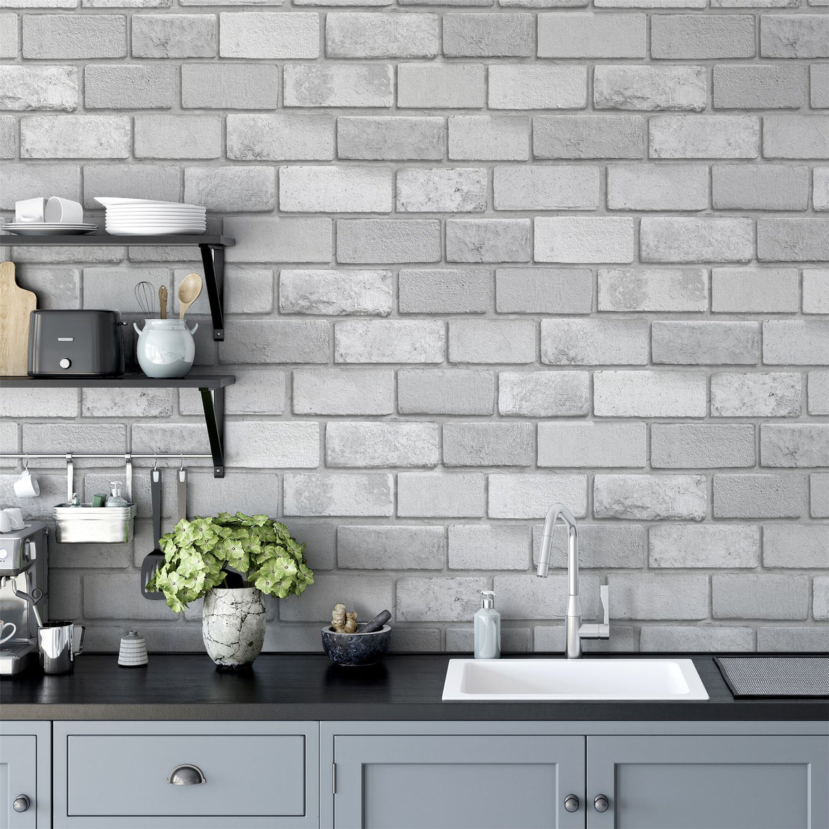 Diamond Silver Brick Wallpaper image 1