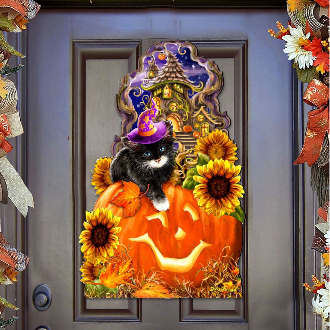 Halloween Kitten Door Decor by D. Gelsinger - Thanksgiving Halloween Decor - 8461066H-DG-0