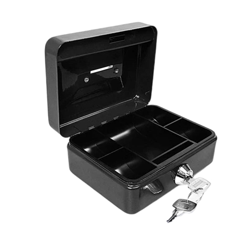 Cash Box 10 Inch with 2 Keys, Lockable Metal Money Box with Coin Tray image 0