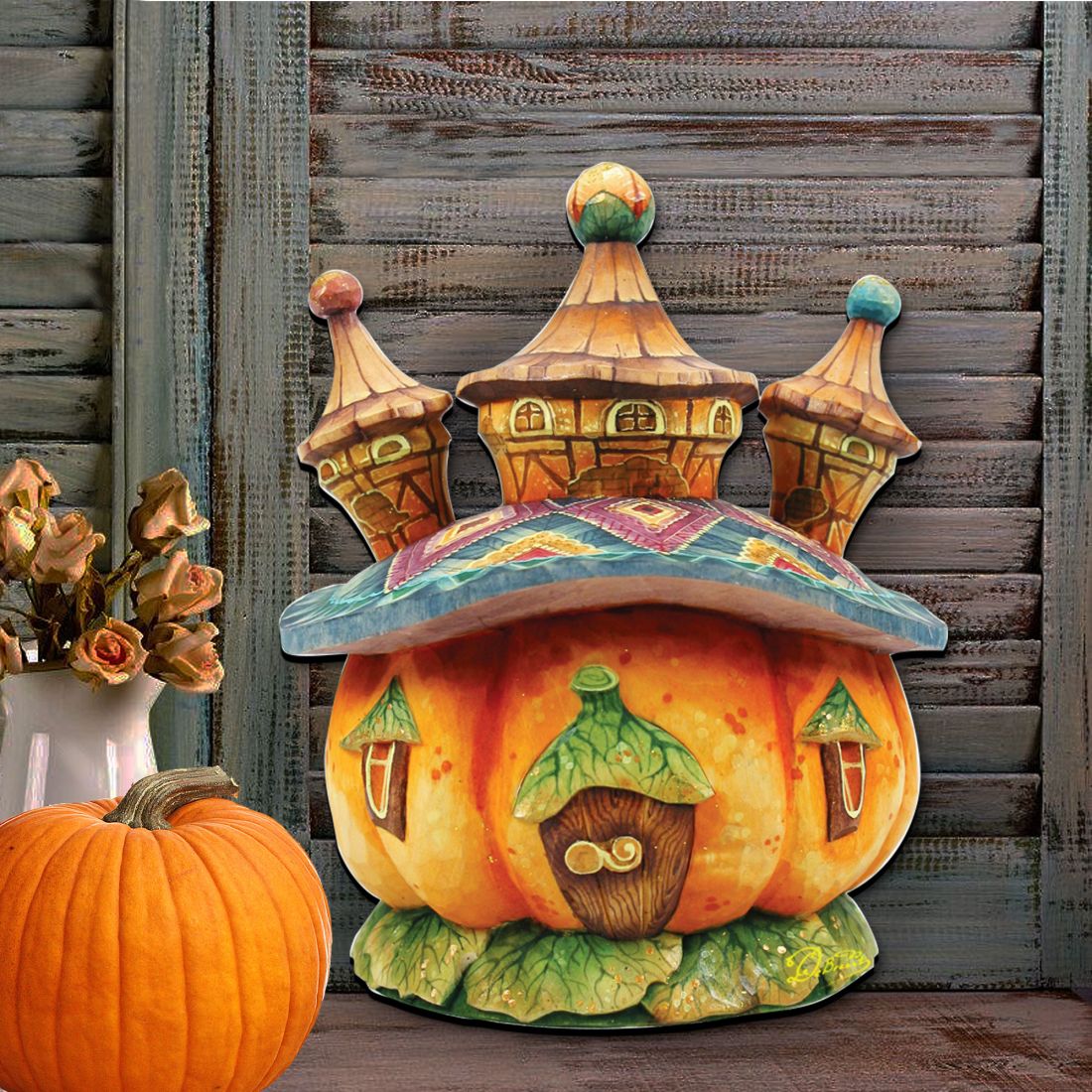 Pumpkin Castle Halloween Door Decor by G. DeBrekht - Thanksgiving Halloween Decor - 8158413H-3
