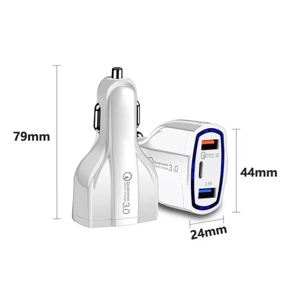 Car Charger White 48W, Dual USB and USB C PD Fast Charger for Phones and Tablets image 0