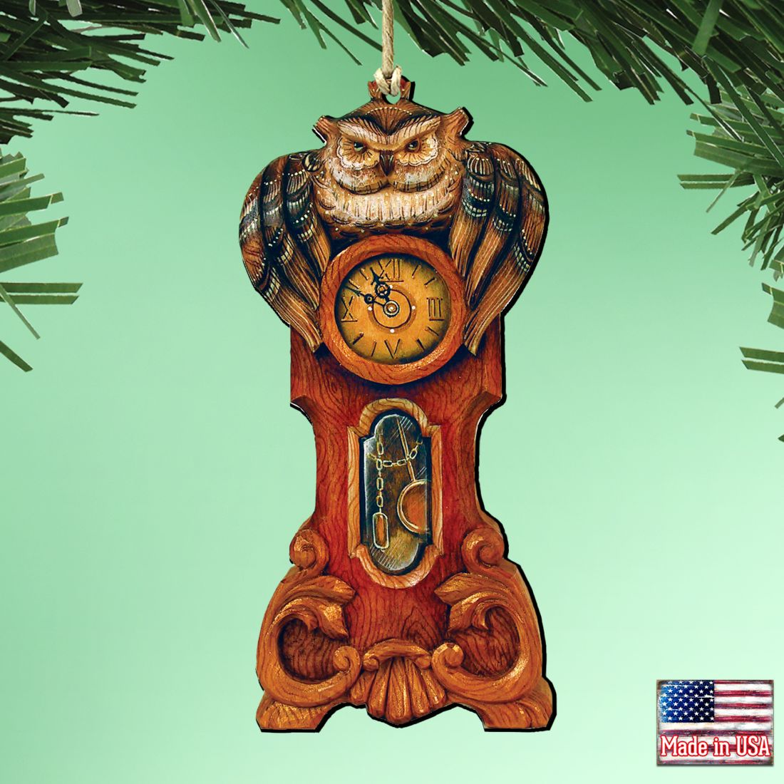 Owl Clock Wooden Ornaments Halloween by G. DeBrekht - Thanksgiving Halloween Decor - 8153311-1