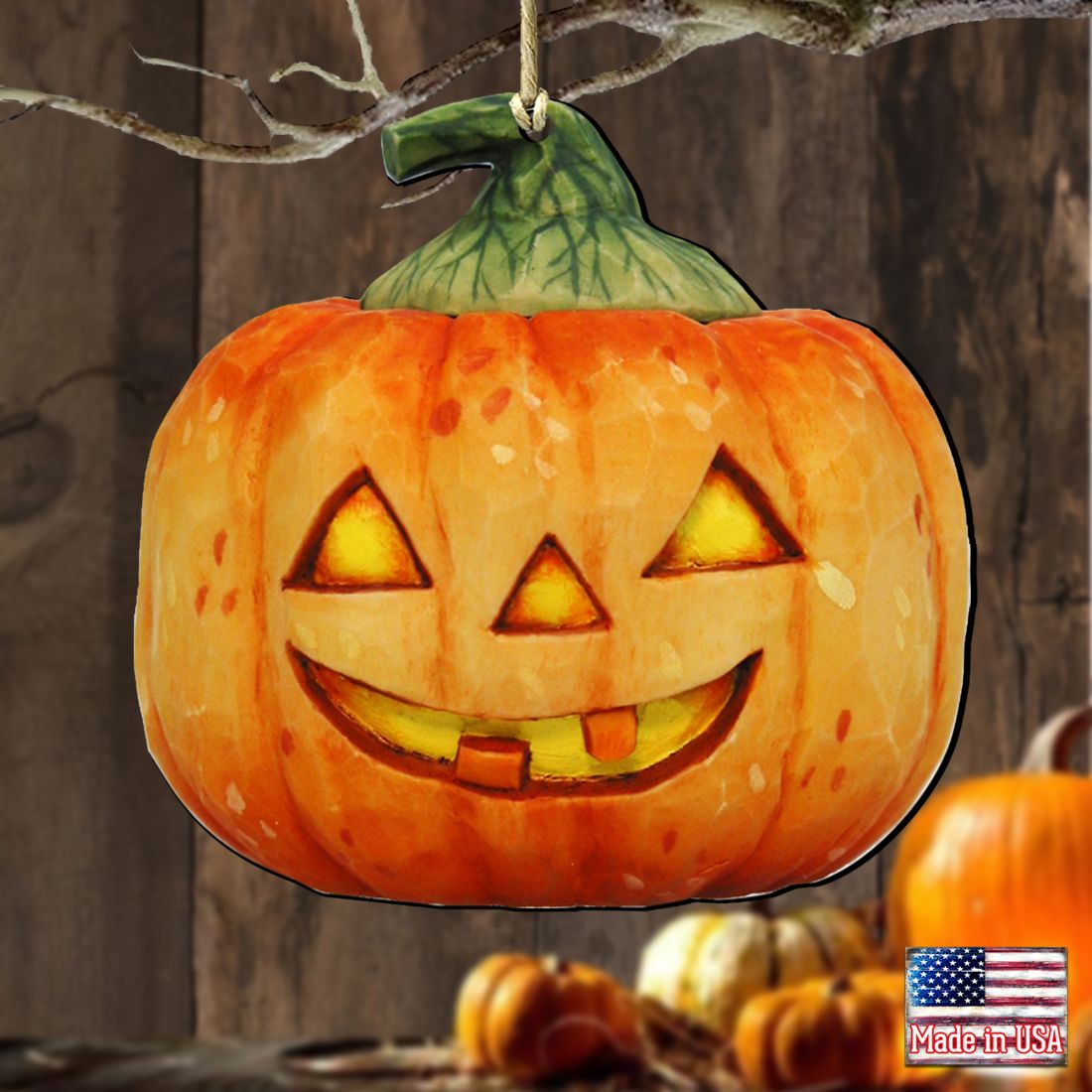Halloween Pumpkin Wooden Ornaments by G. DeBrekht - Thanksgiving Halloween Decor - 8158414-2