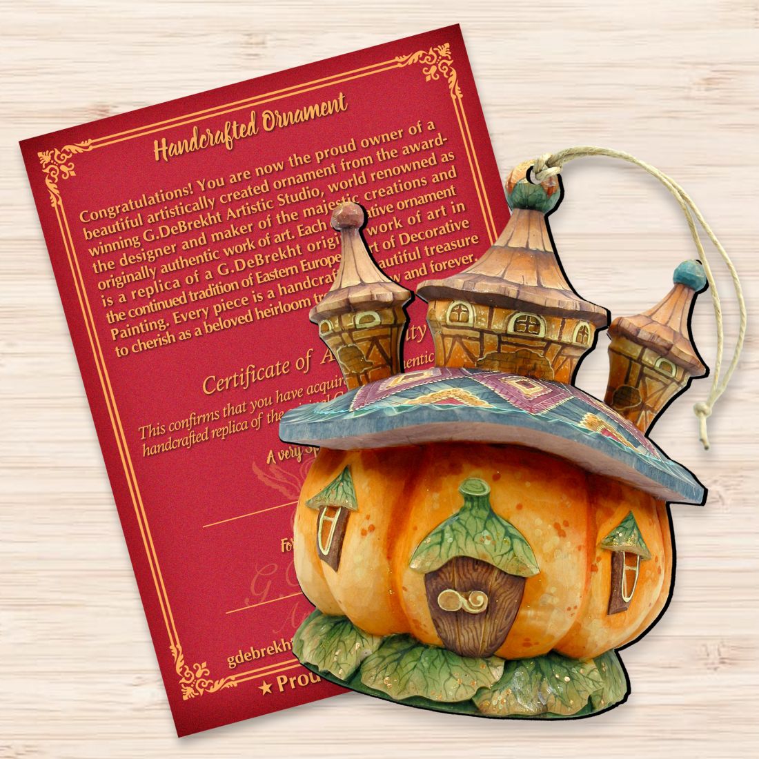 Halloween Pumpkin Dome Wooden Ornaments by G. DeBrekht - Thanksgiving Halloween Decor - 8158413-3