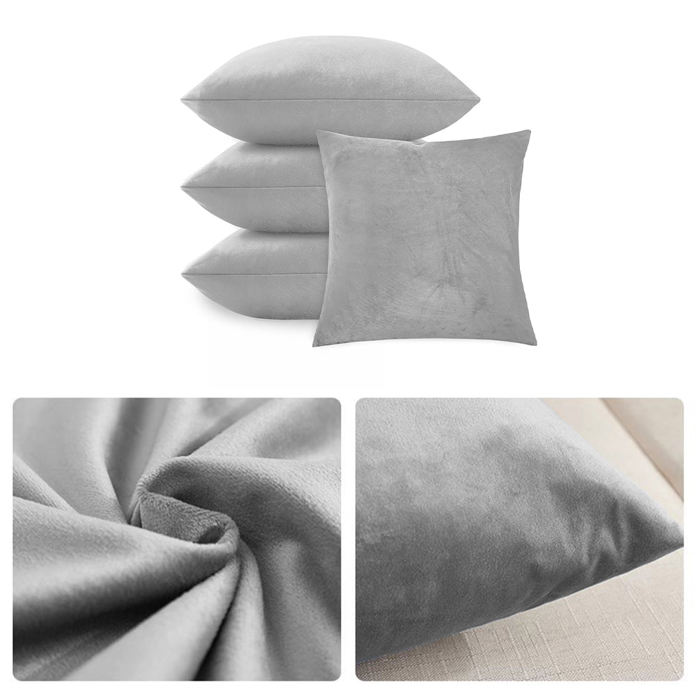 Velvet Cushion Covers Dark Grey 4 Pack, 45 x 45cm Square Pillow Covers image 8