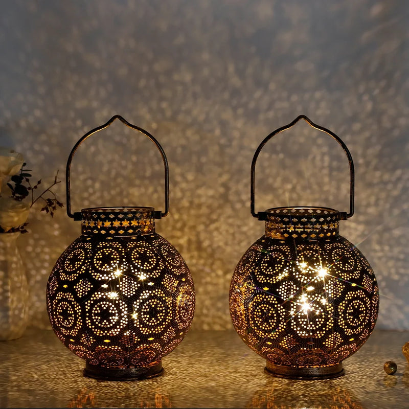 Set of 2 Moroccan Style Metal Table Lamp-0