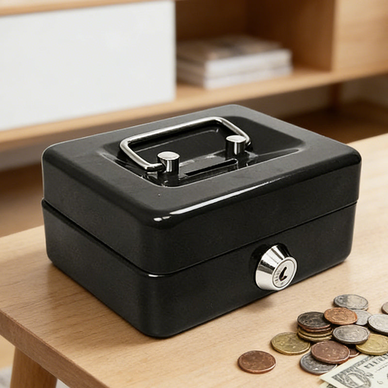 Cash Box 12 Inch with 2 Keys, Lockable Metal Money Box with Coin Tray image 4