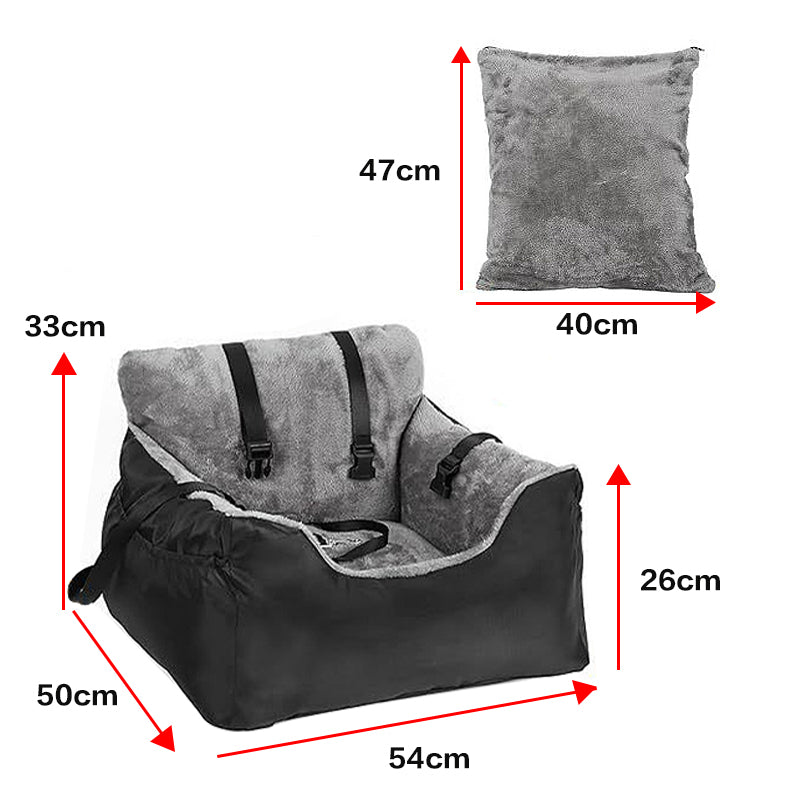 Dog Car Seat Black, Plush Booster Seat for Small Dogs and Cats with Safety Leash image 12