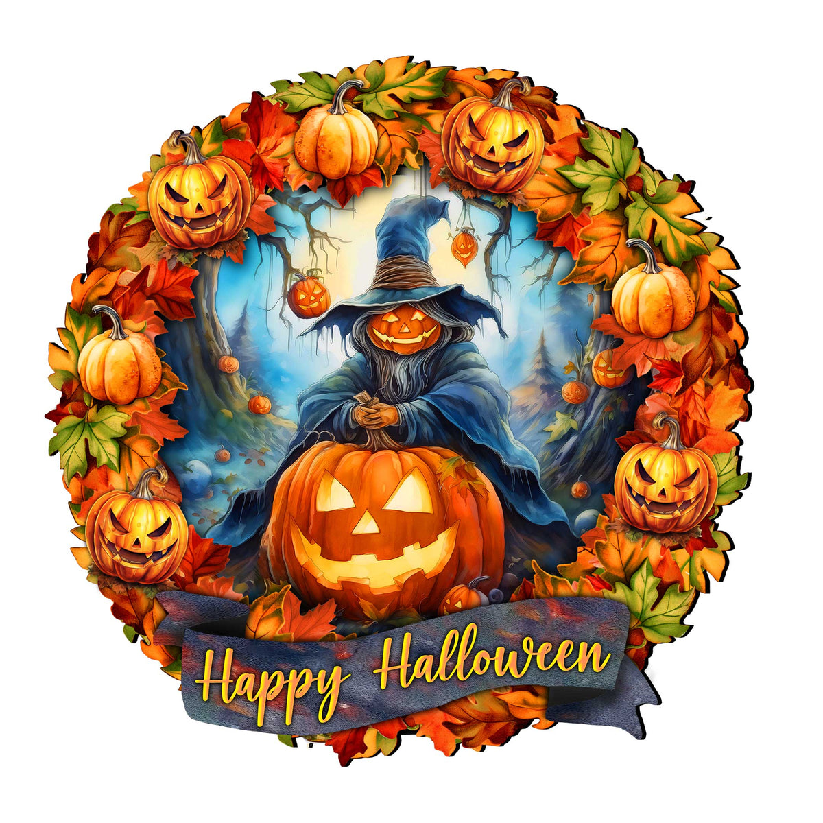 Happy Halloween 36-Inch Wreath Outdoor Decor by G. Debrekht - Halloween Decor - 8652821F-4