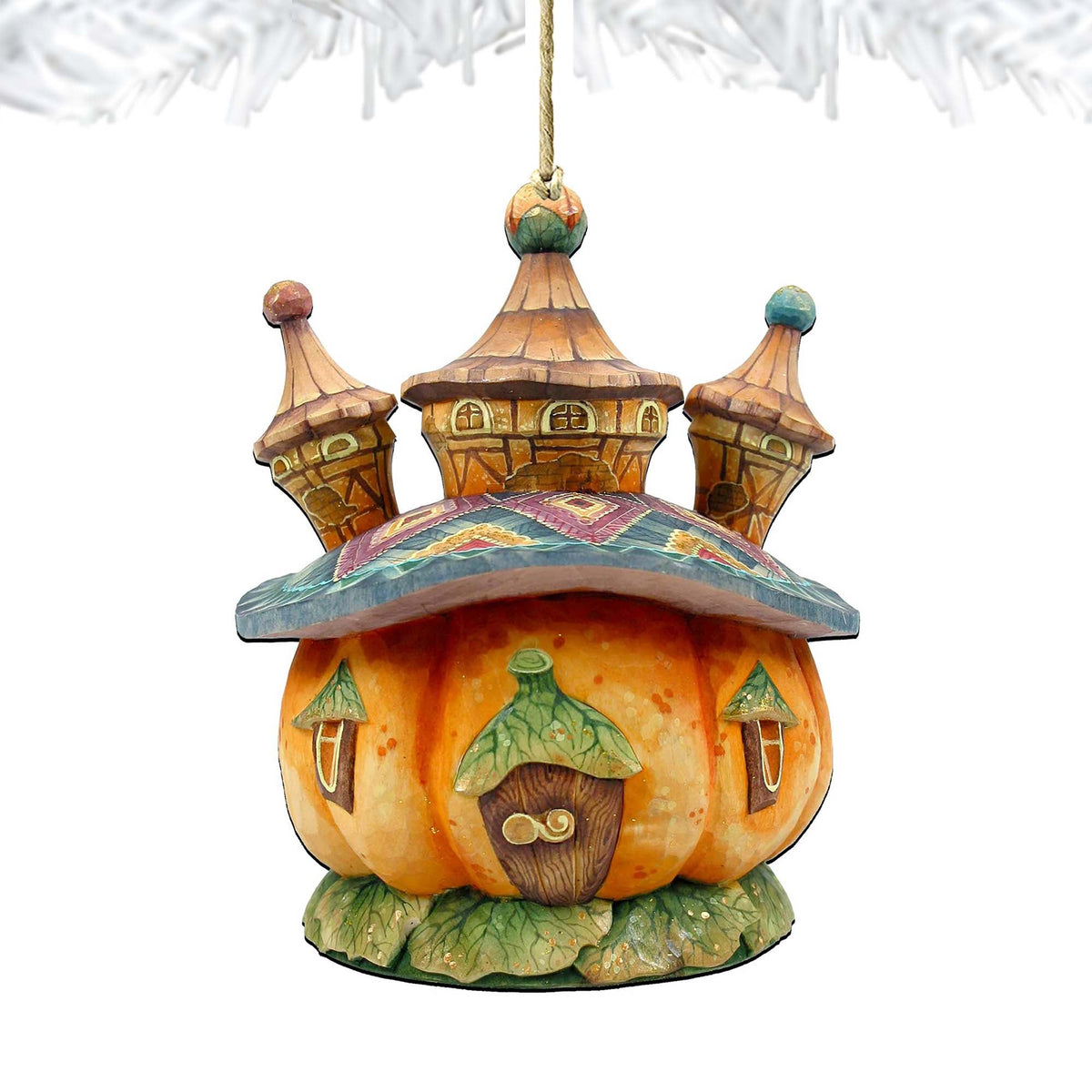 Halloween Pumpkin Dome Wooden Ornaments by G. DeBrekht - Thanksgiving Halloween Decor - 8158413-4