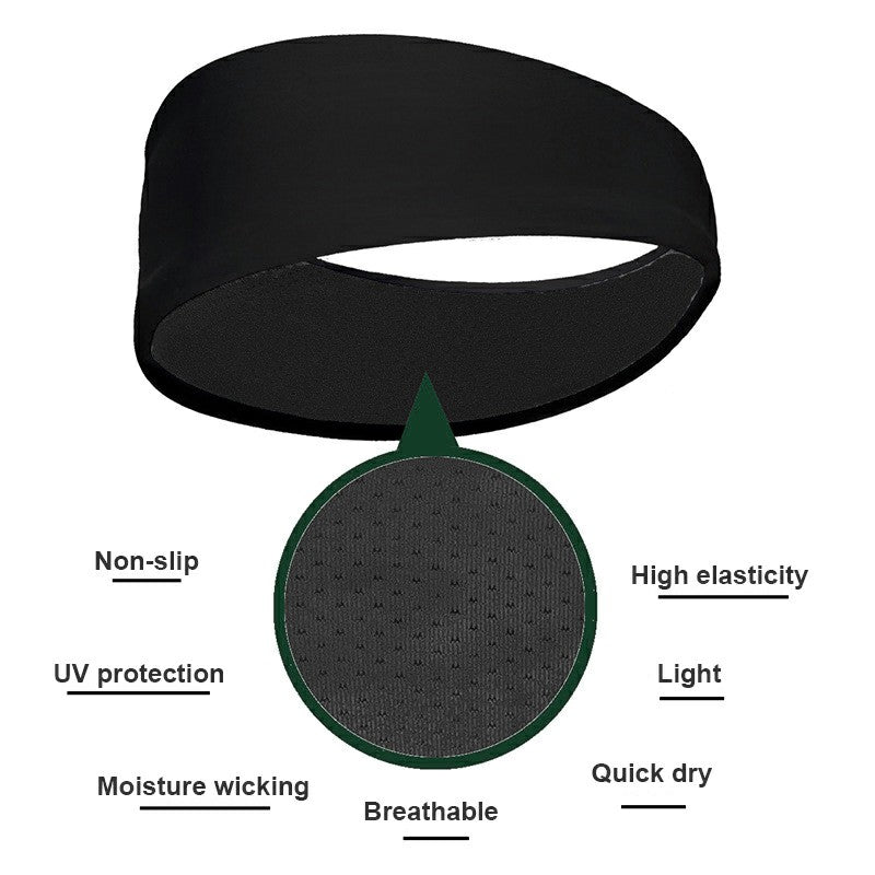 Sports Headband Black, Unisex Sweatband for Running, Yoga and Gym image 2