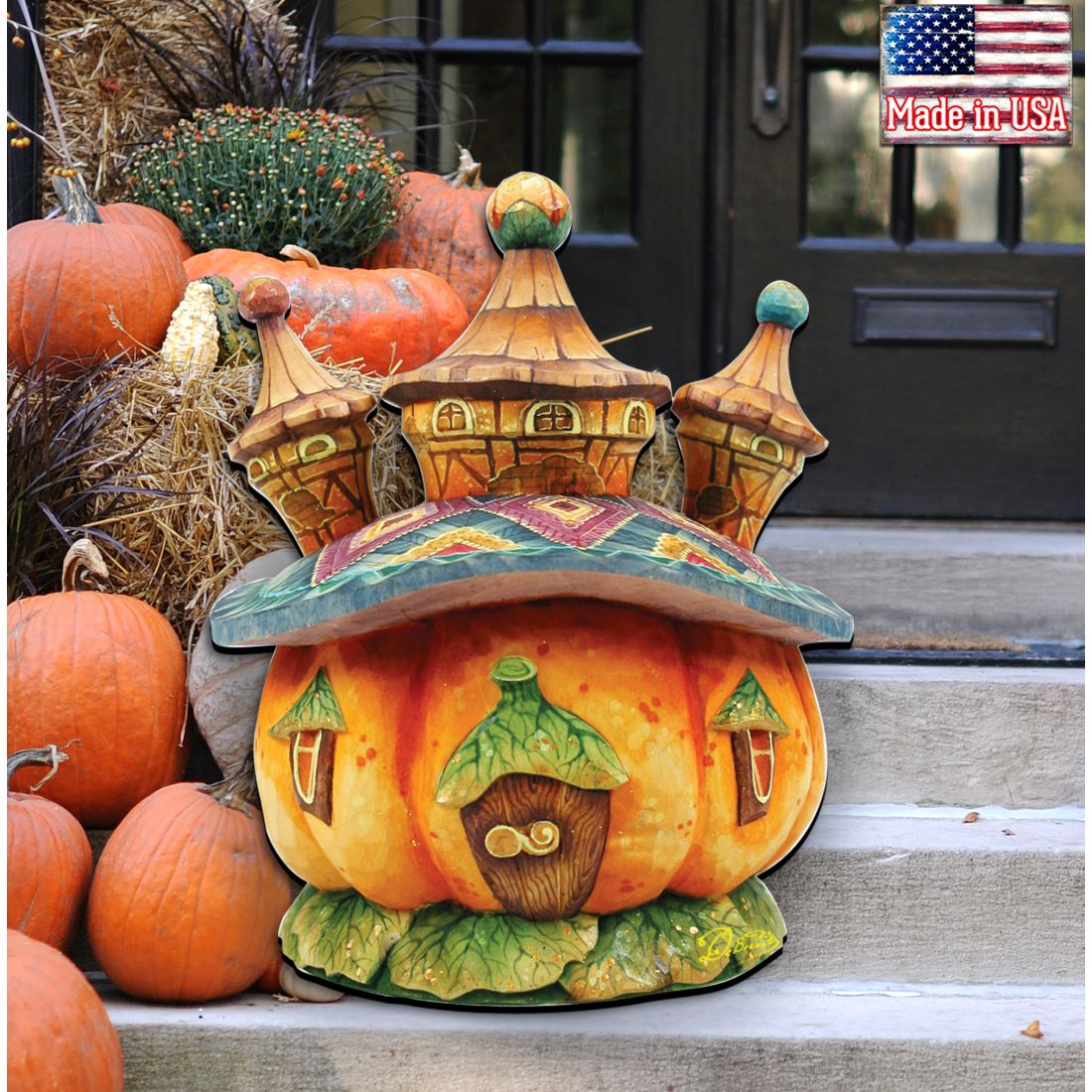 Pumpkin Castle Halloween Door Decor by G. DeBrekht - Thanksgiving Halloween Decor - 8158413H-1