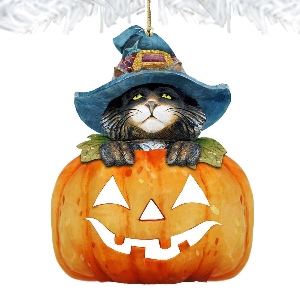 Halloween Cat Pumpkin Wooden Ornaments Fall by G. DeBrekht - Thanksgiving Halloween Decor - 8158416-4
