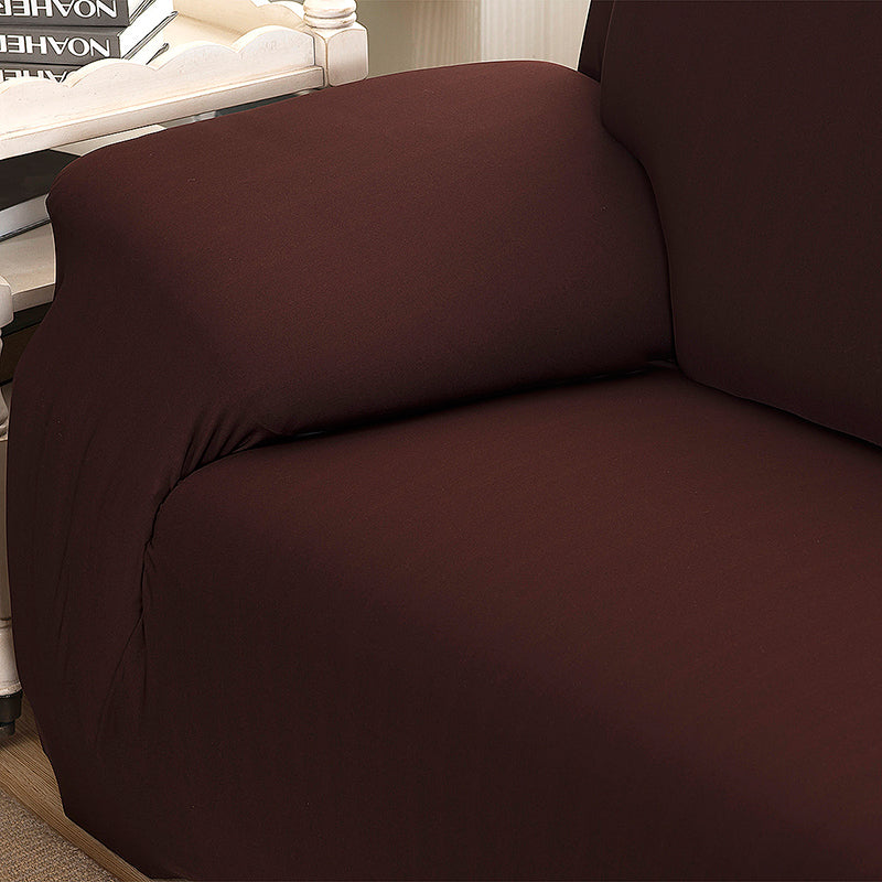 2 Seater Sofa Cover Brown, Stretch Spandex Slipcover for Loveseat image 1