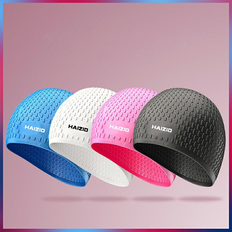 Silicone Swimming Cap Grey, Waterproof Swim Hat for Men and Women image 2