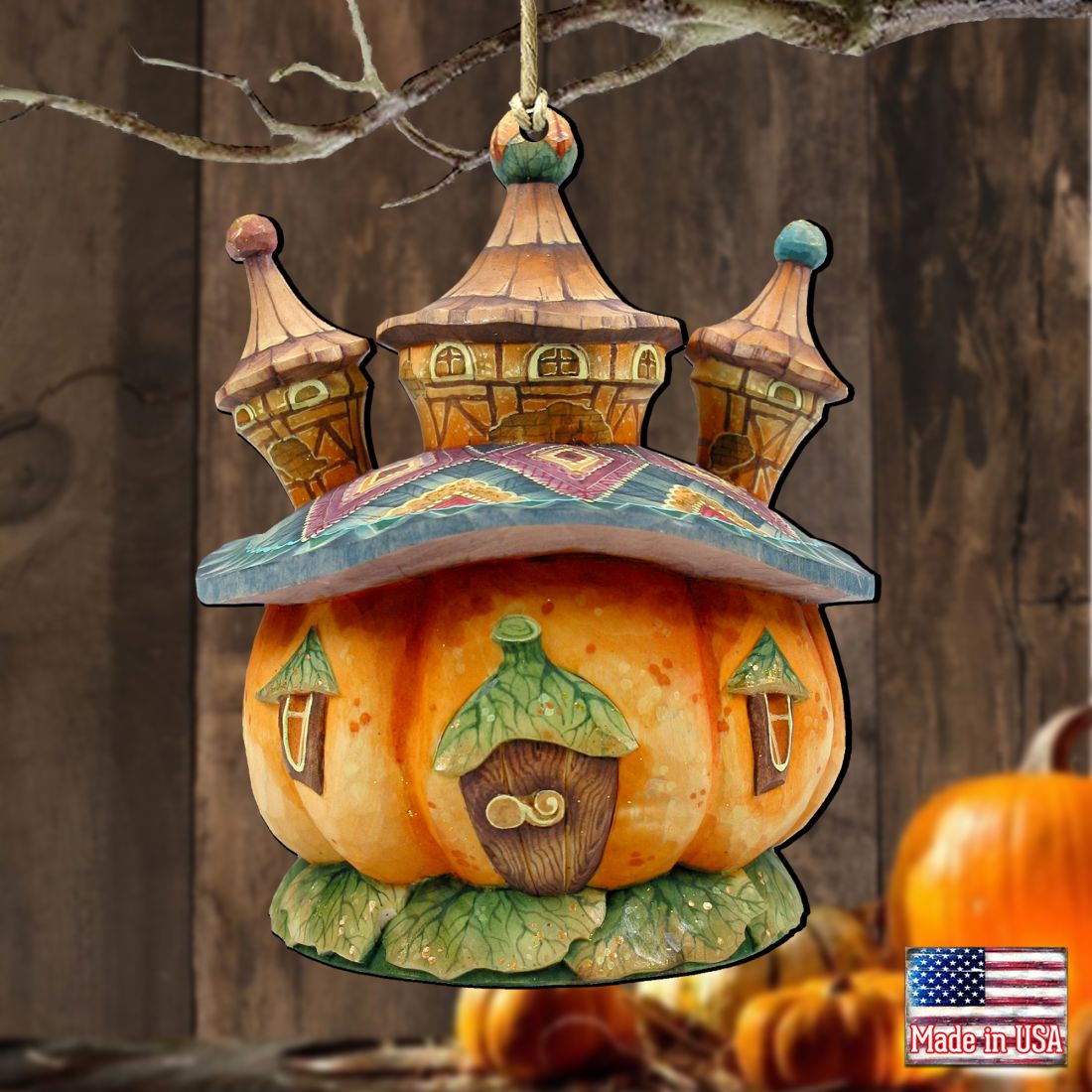Halloween Pumpkin Dome Wooden Ornaments by G. DeBrekht - Thanksgiving Halloween Decor - 8158413-2