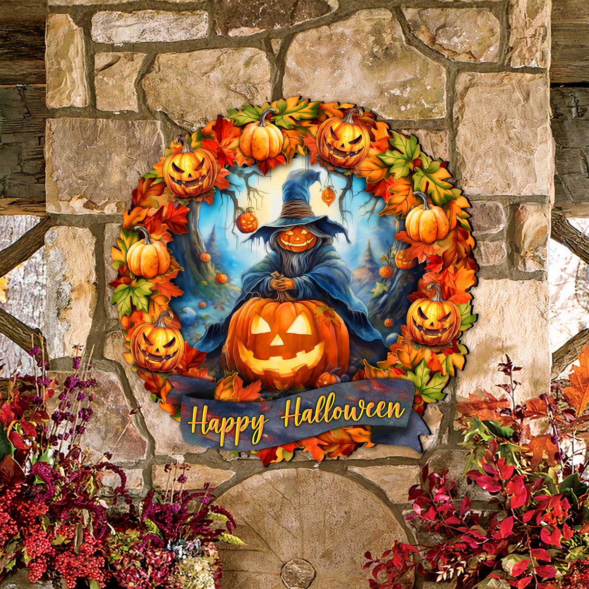 Happy Halloween Wreath Door Hanger by G. Debrekht - Halloween Decor - 8652821H-1