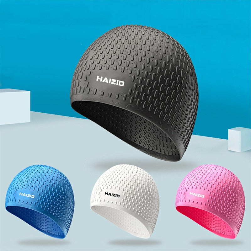 Silicone Swimming Cap Grey, Waterproof Swim Hat for Men and Women image 3