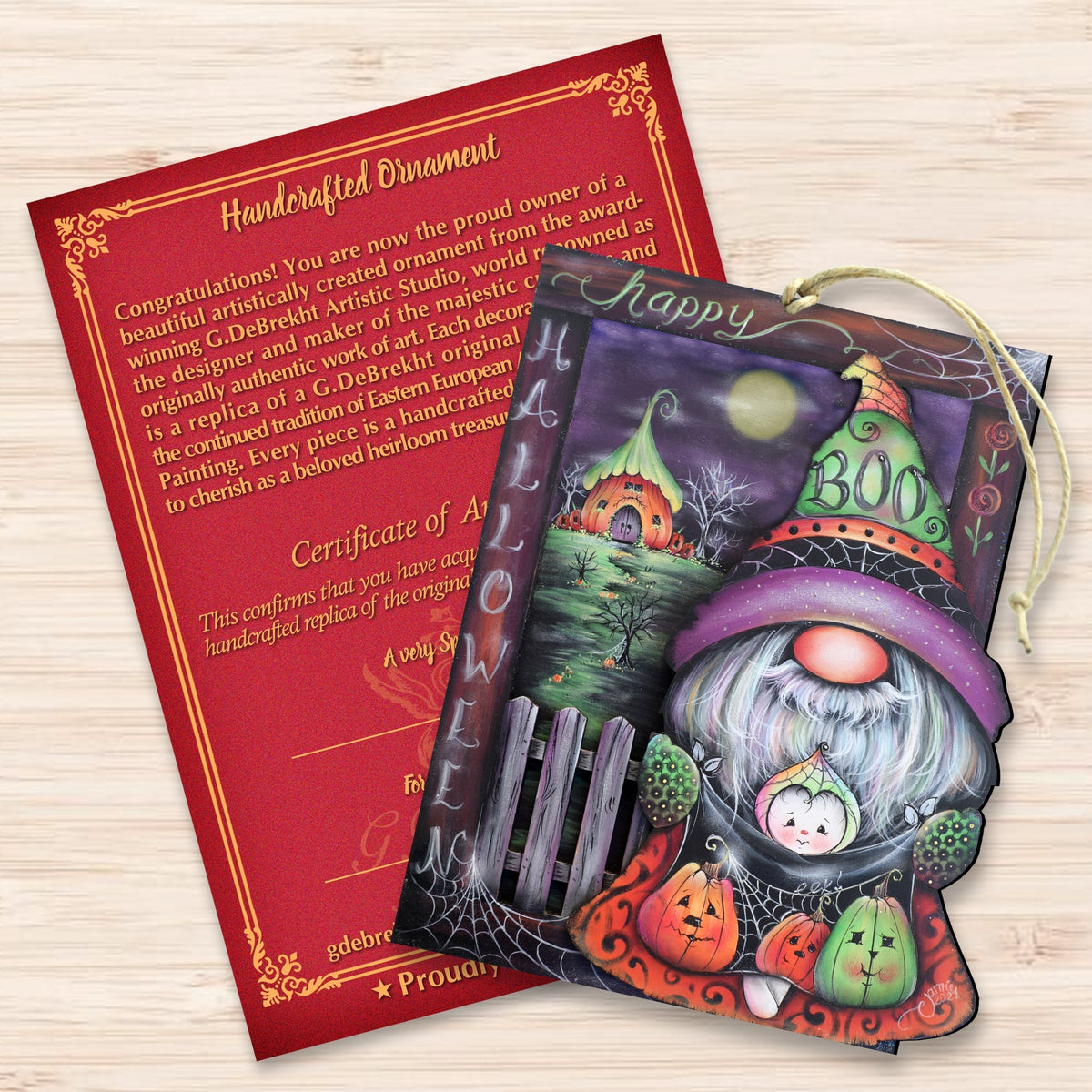 Boo Halloween Gnome Wooden Ornaments by Jamie Mills-Price Halloween Decor - 8611077-MP-4
