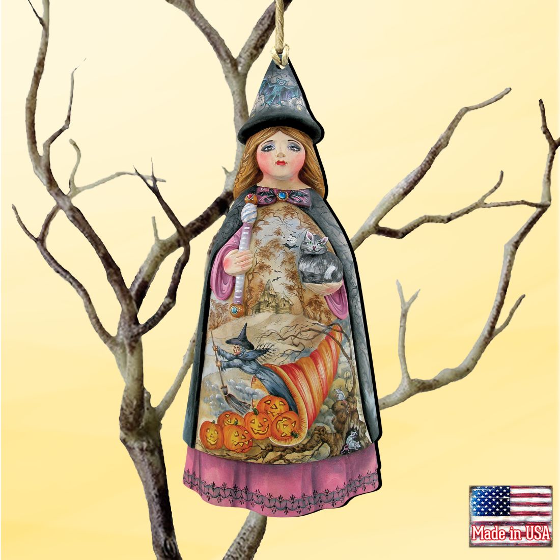 Halloween Witch Wooden Ornaments by G. DeBrekht - Thanksgiving Halloween Decor - 8114170-0
