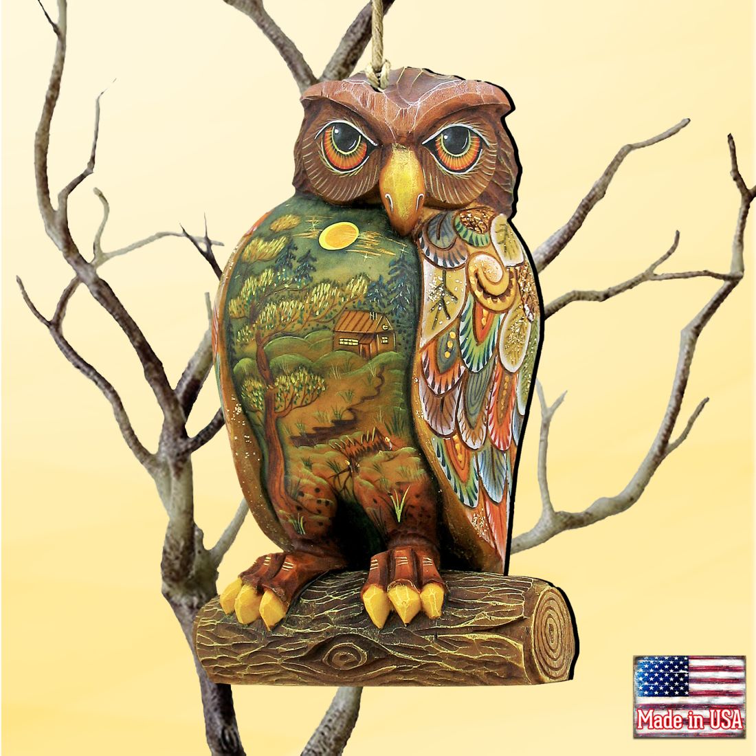 Owl Wooden Ornaments Halloween by G. DeBrekht - Thanksgiving Halloween Decor - 8158912-0