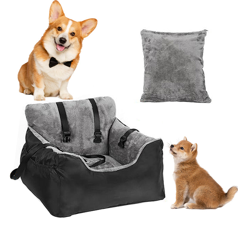 Dog Car Seat Black, Plush Booster Seat for Small Dogs and Cats with Safety Leash image 10