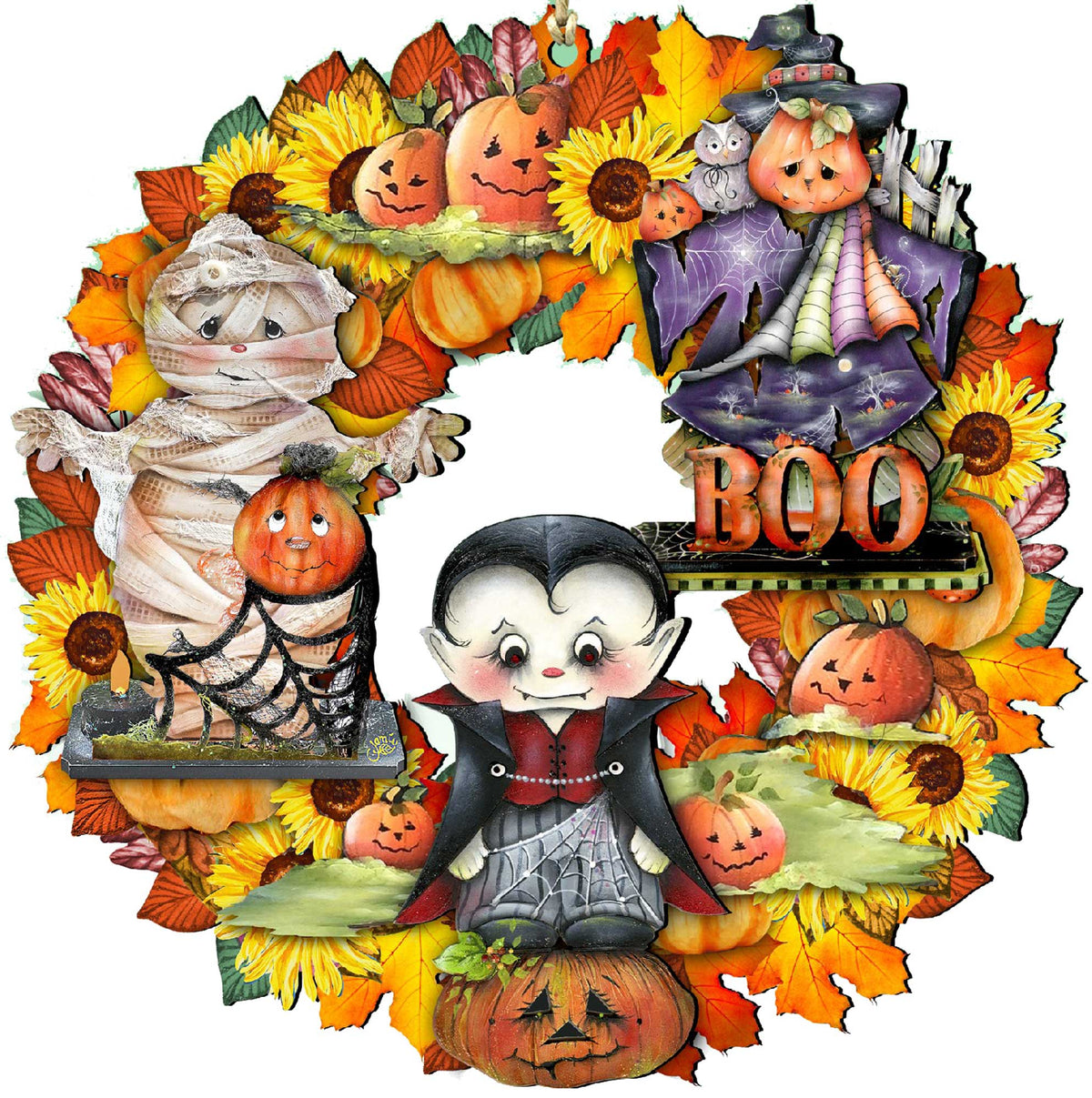 Halloween Holiday Door Wreath by G. DeBrekht - Thanksgiving Halloween Decor - 8185316H-4
