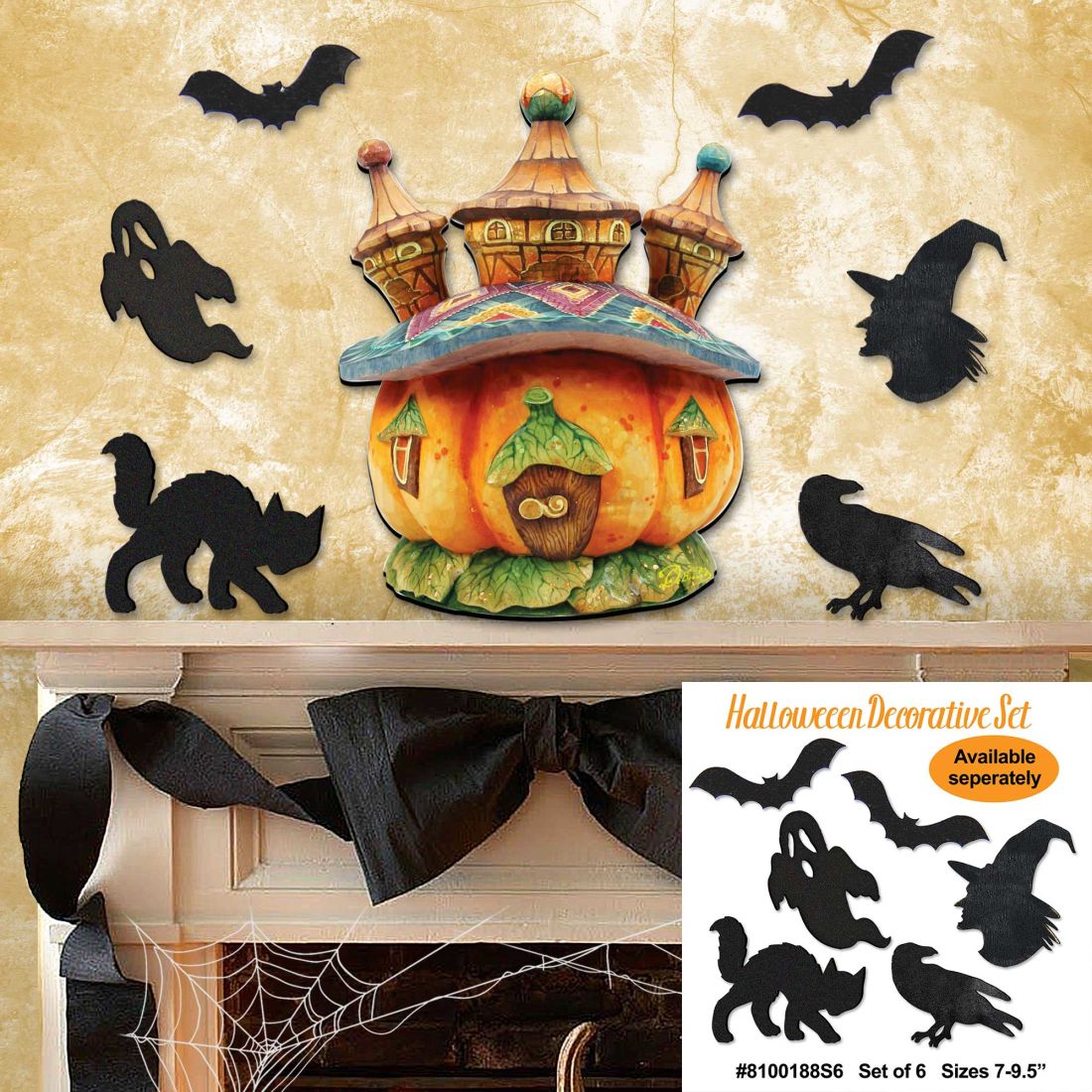 Pumpkin Castle Halloween Door Decor by G. DeBrekht - Thanksgiving Halloween Decor - 8158413H-2
