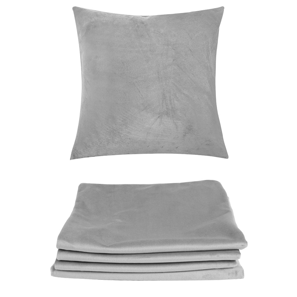 Velvet Cushion Covers Silver 4 Pack, 45 x 45cm Square Pillow Covers image 3