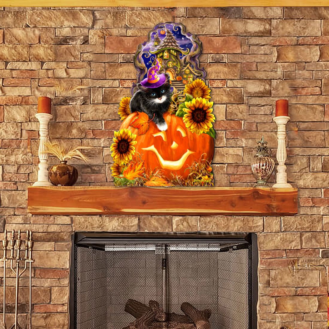 Halloween Kitten Door Decor by D. Gelsinger - Thanksgiving Halloween Decor - 8461066H-DG-2