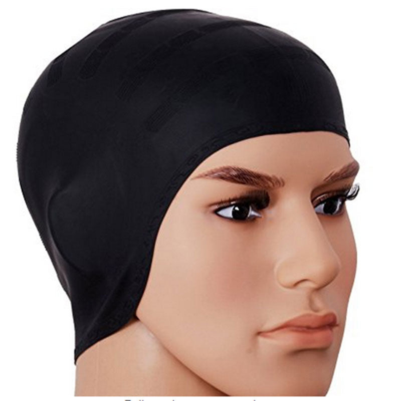 Swimming Cap Black, Universal Stretch Elastic Swim Hat for Men and Women image 1