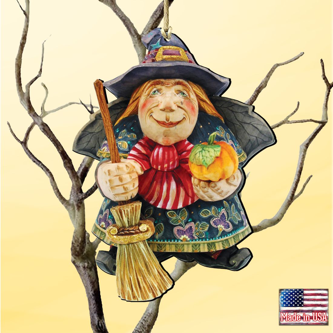 Halloween Witch Wooden Ornaments by G. DeBrekht - Thanksgiving Halloween Decor - 8158412-0